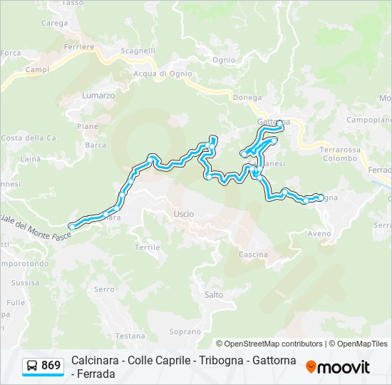Percorso linea bus 869