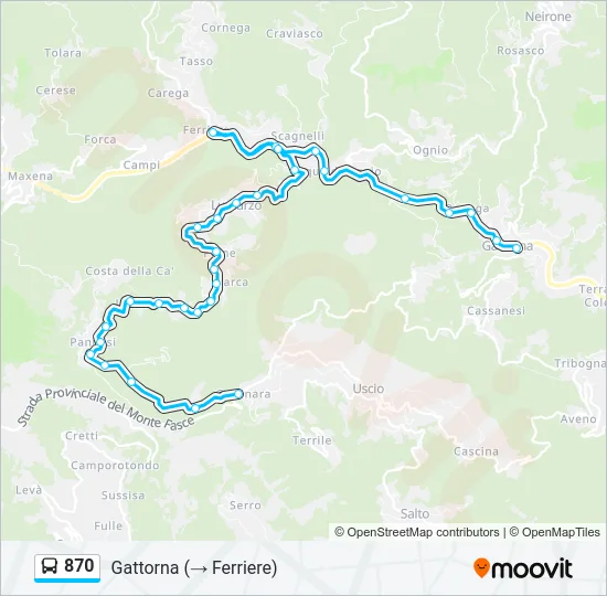 870 Bus Line Map