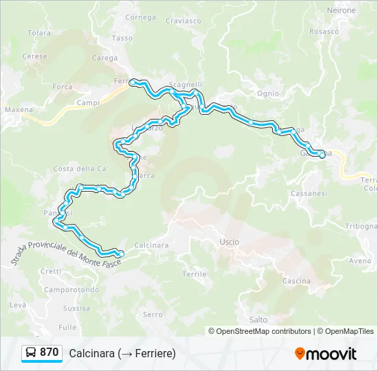 870 Bus Line Map