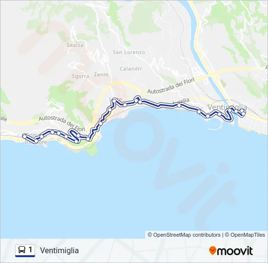 1 Bus Line Map