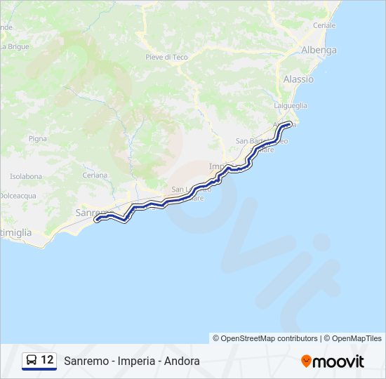 Percorso linea bus 12