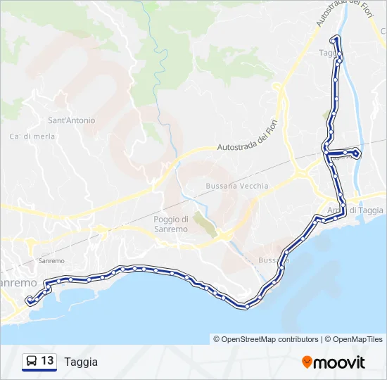 13 Bus Line Map