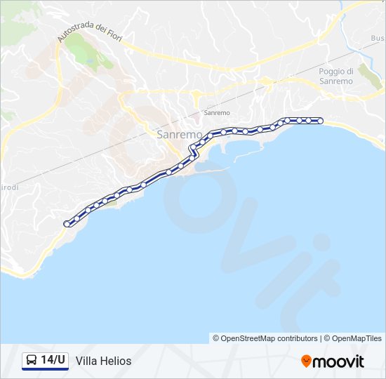 14/U Bus Line Map