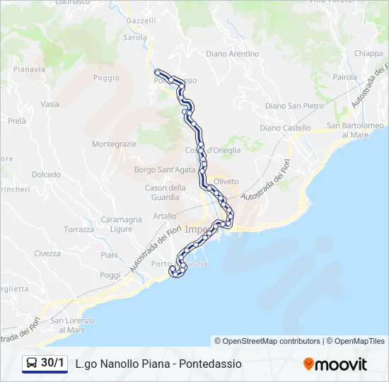 30/1 Bus Line Map