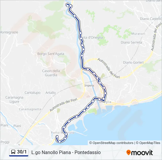 30/1 Bus Line Map