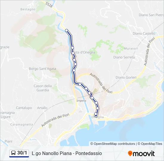 30/1 Bus Line Map
