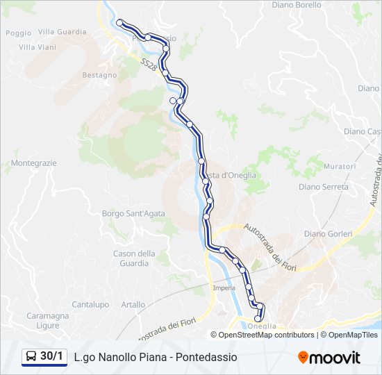 Percorso linea bus 30/1