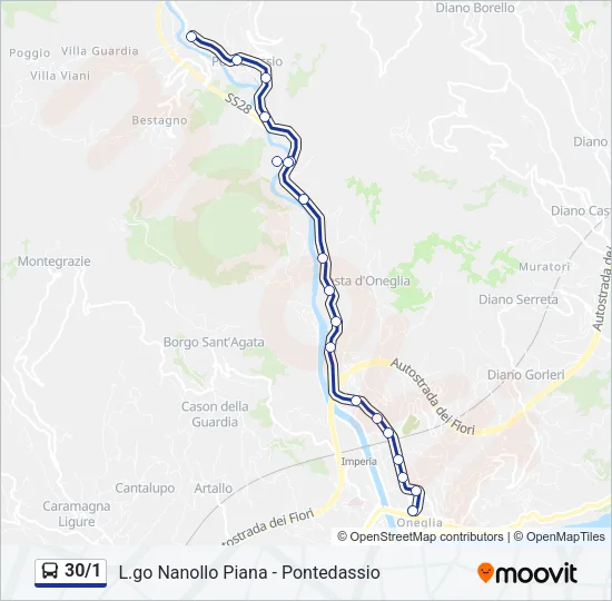 30/1 Bus Line Map