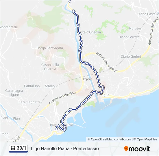 30/1 Bus Line Map