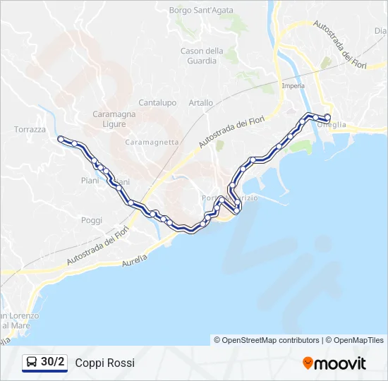 30/2 Bus Line Map