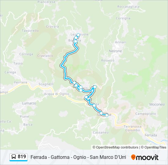 Percorso linea bus 819