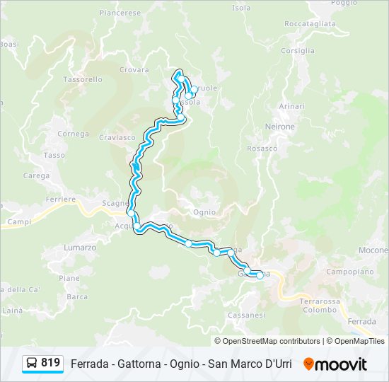 Percorso linea bus 819