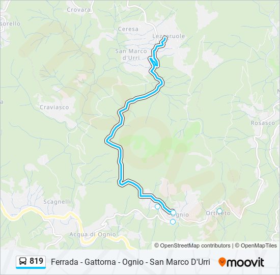 Percorso linea bus 819