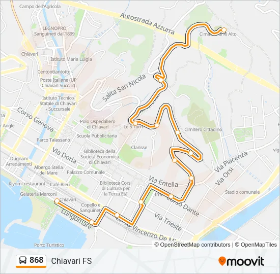 868 Bus Line Map