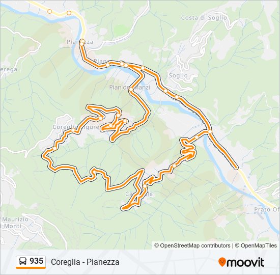 Percorso linea bus 935