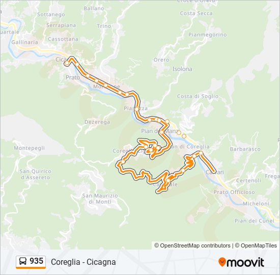 Percorso linea bus 935