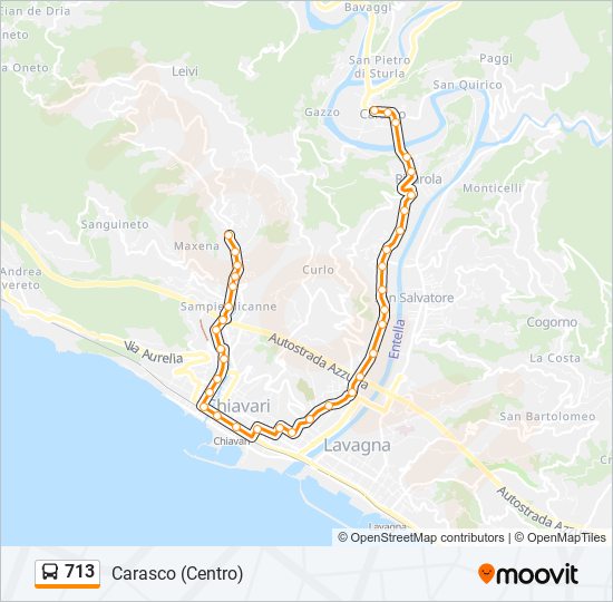 Percorso linea bus 713