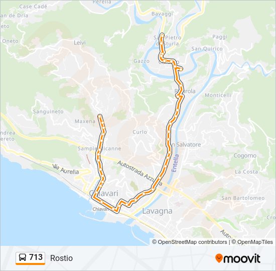 Percorso linea bus 713