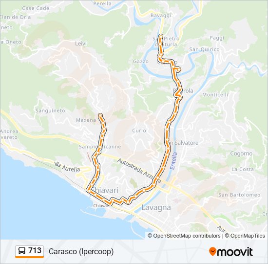 713 bus Line Map