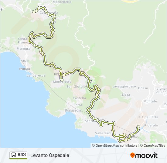 Percorso linea bus 843