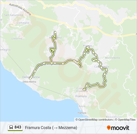 Percorso linea bus 843