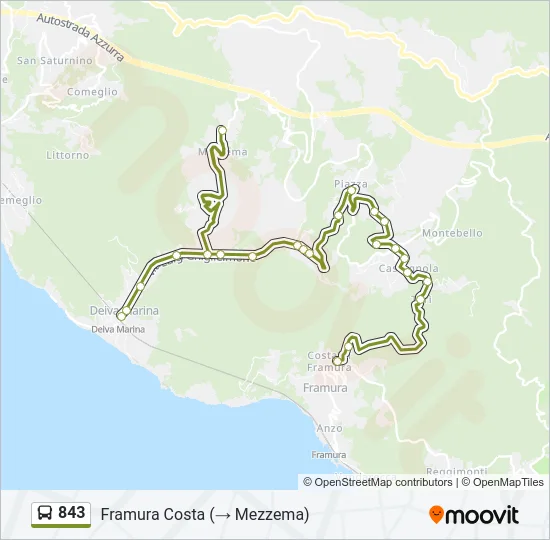 Percorso linea bus 843