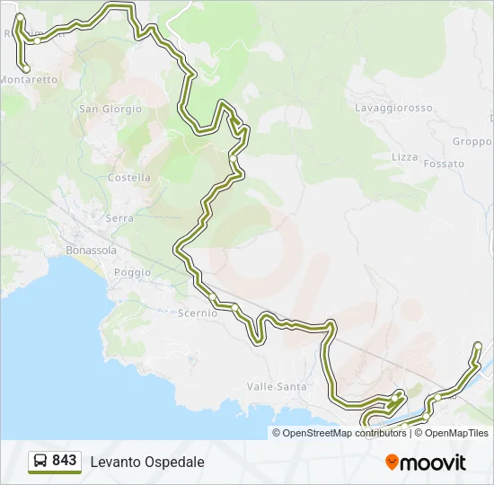 Percorso linea bus 843