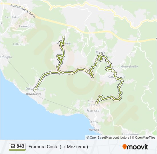 Percorso linea bus 843