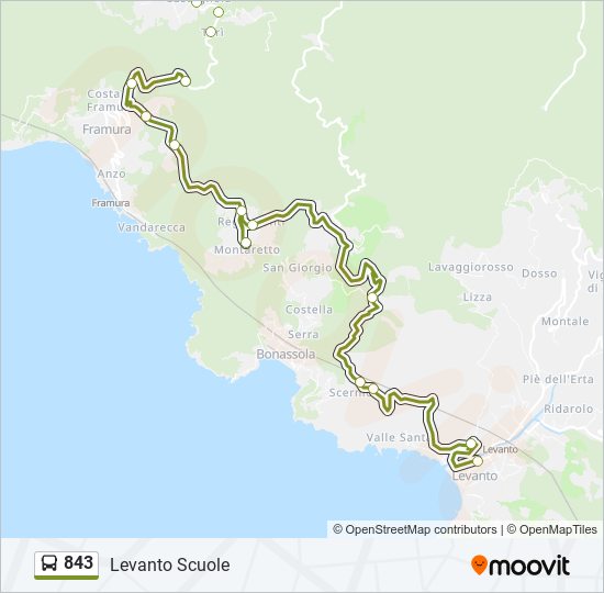 Percorso linea bus 843