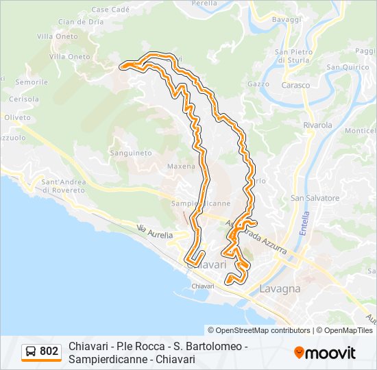 Percorso linea bus 802