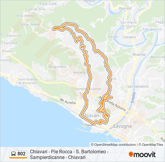 Percorso linea bus 802