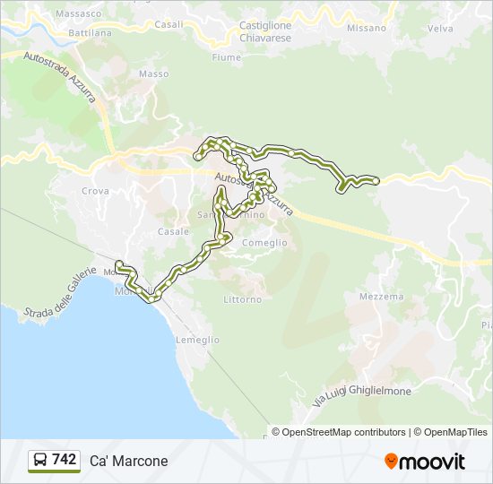 Percorso linea bus 742