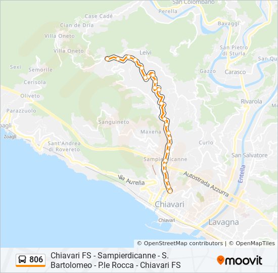 Percorso linea bus 806