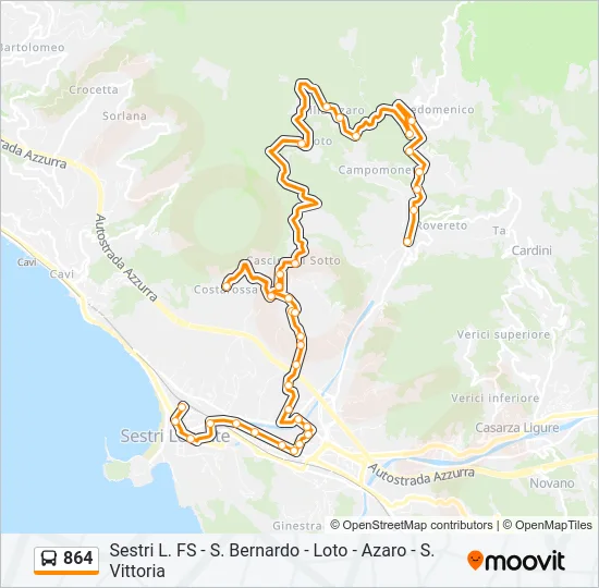 864 Bus Line Map