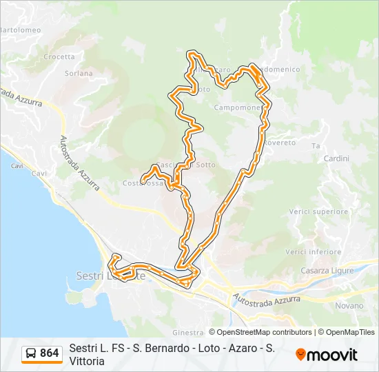 864 Bus Line Map