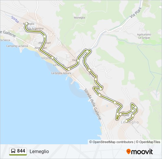 Percorso linea bus 844