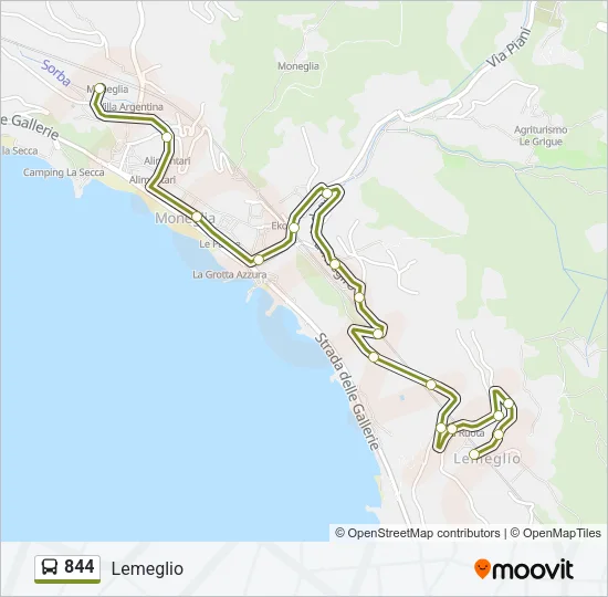 844 Bus Line Map