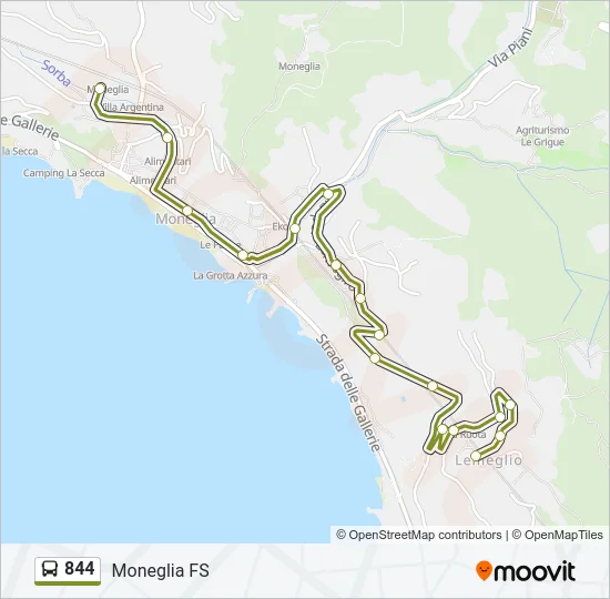 844 Bus Line Map
