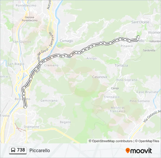 738 Bus Line Map