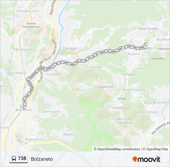 738 bus Line Map