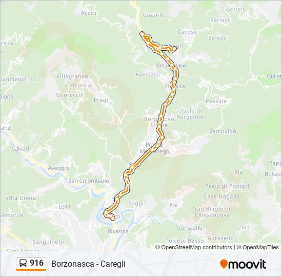 Percorso linea bus 916