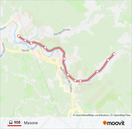 908 Bus Line Map