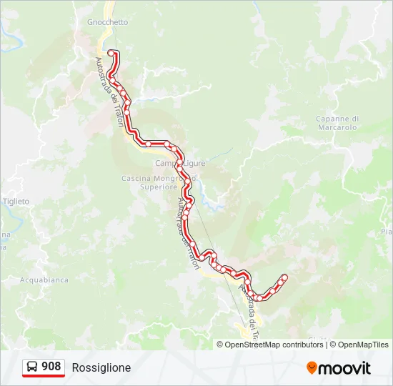 908 Bus Line Map
