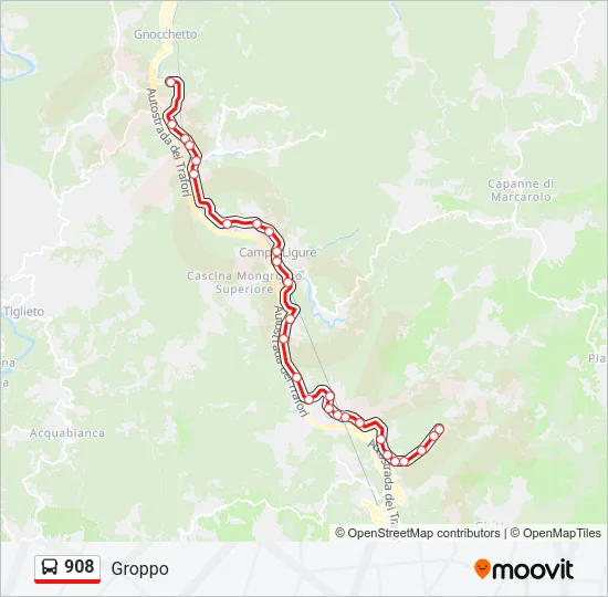 908 Bus Line Map