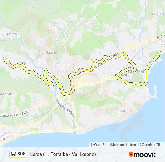 Percorso linea bus 808