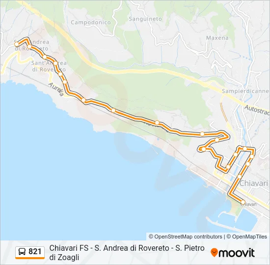 821 Bus Line Map