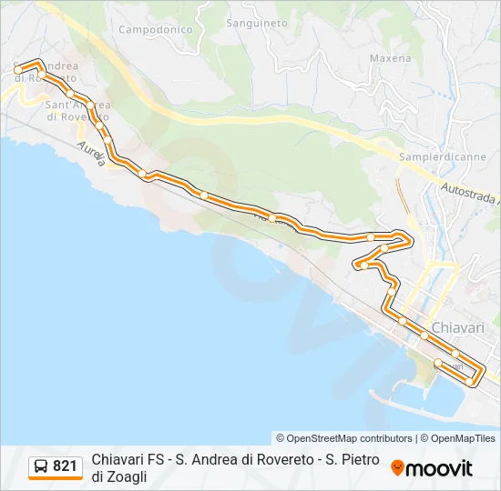 821 Bus Line Map