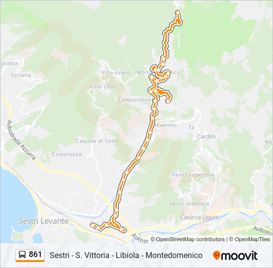 Percorso linea bus 861