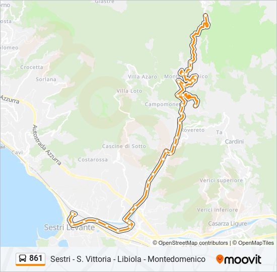 Percorso linea bus 861