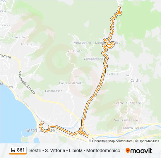 Percorso linea bus 861
